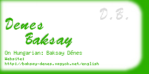 denes baksay business card